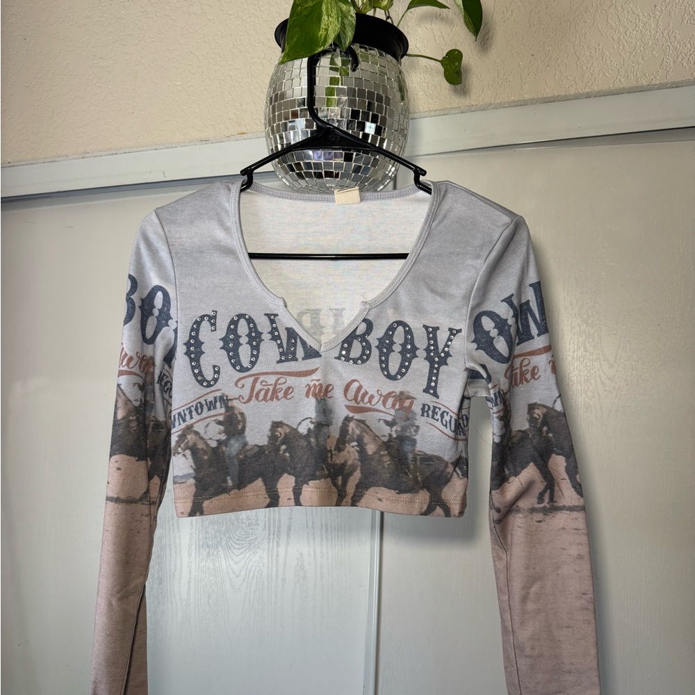 Cowboy Graphic Long Sleeve Top
